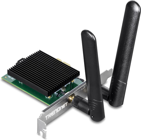 TRENDnet AX3000 Wireless Dual Band & WiFi 6 PCIe Adapter, Bluetooth 5.2 Class 2, 2401 Mbps Wireless AX, 600 Mbps Wireless N Bands, Windows 10, Sup...