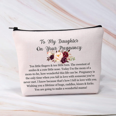 Pregnancy Daughter Makeup Bag with Waterproof Canvas and Zipper Closure...