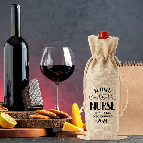 1 Pcs Retired Nurse Wine Bag, 2024 Nurse Retirement Gift Wine Bag, Funny Retirement Gifts for Female Nurse Coworkers Friends...