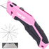 TOPLINE Retractable Pink Utility Knife, Retractable Pink Box Cutter, Blade Storage Design, 18-Piece SK5 Blades and a Dispenser Included (1 PACK(PI...