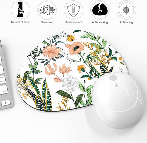 Mouse Pad, Premium-Textured Oval Computer Mousepad, 8.7" x 7.1" Thick 3mm Anti-Slip Waterproof Rubber Mouse Mat, Cute Mouse Pad for Office, Home, ...