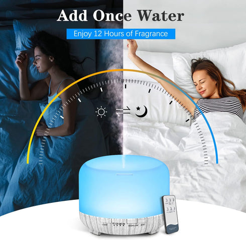 Essential Oil Diffuser, YIKUBEE Diffuser, 500ml Oil Diffuser, Humidifier with Remote Control, Aromatherapy Diffusers for home, Diffusers for Essen...