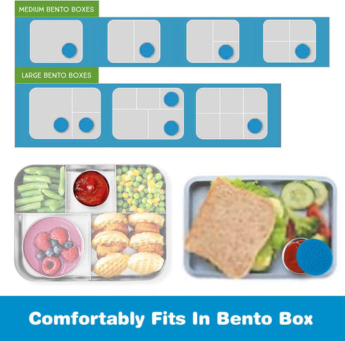 LALASTAR Stainless Steel Condiment Containers with Lids, Leakproof and Reusable Lunch Bento Box Sauce Container, 4x1.6oz, Blue...