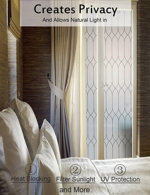 Privacy Window Film Decoration, Heat Control Window Tint for Home, Static Cling Glass Door Covering Window Sticker Removable Non-Adhesive UV Block...