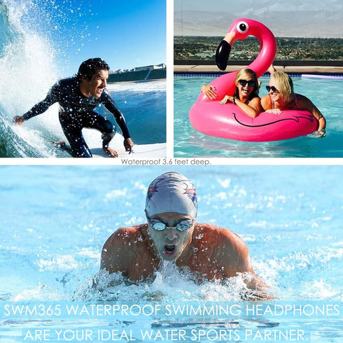 Short Cord Waterproof Earbuds for Swimming, Easy Flip Turns and Not Falling Off, Wired 3.5 mm Jack 15-inch Cord Length, Underwater Headphones for ...
