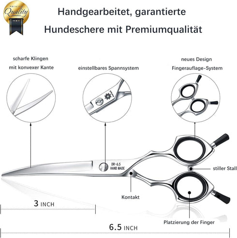 Grooming Pet Shear, 6.5 Inch Downword Curved Scissors, Curved Shears for Cat Shears and Small Dog Shears Or Any Breed Trimming Cuts, Design for Pr...