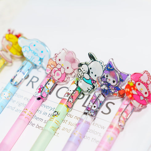6 Pcs Cartoon Mechanical Pencils Melody Anime Black Pencil 0.5/0.7mm Kitty Kawaii Office School Supplies Cute Cat Stationery with 1 Lead Refill Se...