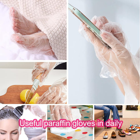 Paraffin Wax Liners for Feet and Hand, 200pcs Larger and Thicker Plastic Hand and Foot Bags, Plastic Paraffin Bath Mitt Glove and Sock Liners Para...