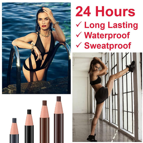 Waterproof Eyebrows Pencil Microblading Eyebrow Pen Supplies Pull Cord Peel-off Brow Pencil Create Long-Lasting Clear Wild Eyebrows (5 Black)...