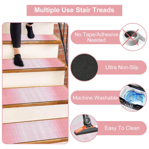 OJIA Extra Non-Slip Stair Treads for Wooden Steps, 30"X8" Indoor Stair Runners Slip Resistant Stair Rugs Safety Mats for Dogs, Kids & Elders, Rubb...