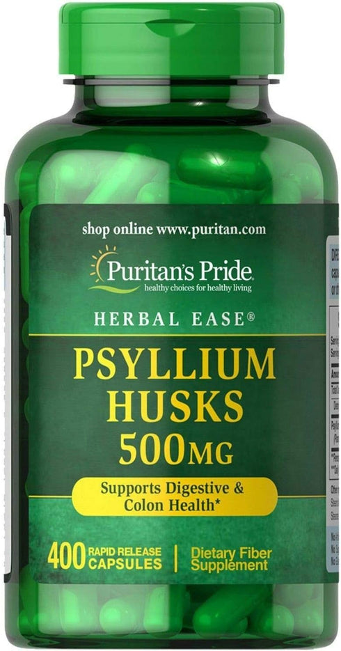 Puritan's Pride Psyllium Husks 500 Mg, Supports Digestive and Colon Health, 400 ct...