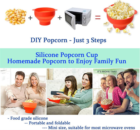 Mini Microwave Popcorn Popper, BPA Free Silicone Popcorn Popper Microwave Collapsible, Microwave Popcorn Maker, Microwave Popcorn Bowl, Dishwasher...