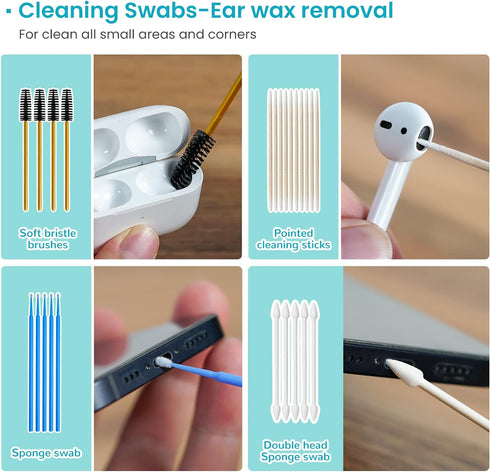 Airpods Cleaner Kit 221 Pcs Earbud Cleaning Putty Remove Ear Wax Phone Cleaning kit Cleaner Pen Brush Microfiber Cloth for Airpods Pro/1/2/3 Charg...