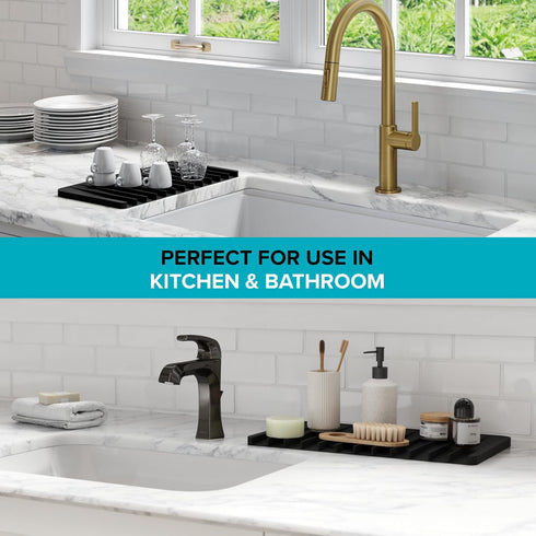 Kraus Self-Draining Silicone Dish Drying Mat or Trivet for Kitchen Counter in Dark Blue, KDM-10DB...