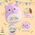 SQEQE Cat Stuffed Animal Kawaii Cat Plushie with Golden Crown Soft Kitty Stuffed Toy Birthday Party Decoration Gift for Kids Girls Boys(Purple Cat...