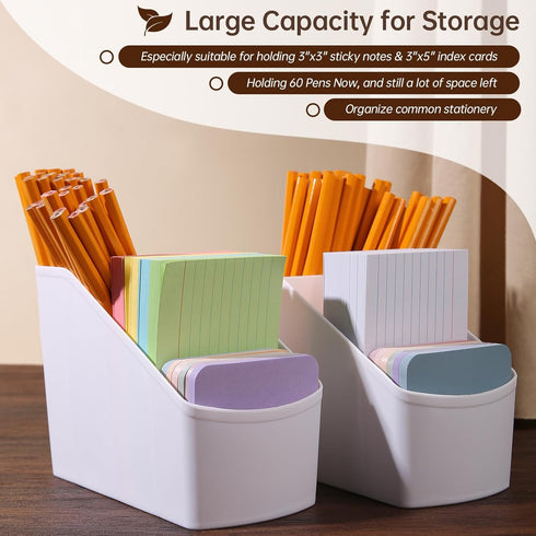 2-Piece Set Plastic Desk Organizer With 8 Slots,Minimalist Multi-purpose Storage for Small Items,White Matte Surface...