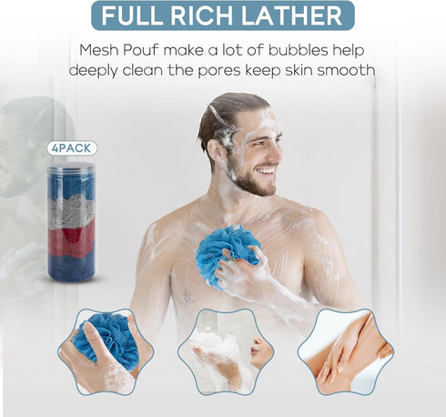 Multi Color Optional Shower Ball Soft Sponge Scrubbing Exfoliating and Skincare Removing Bath Sponge Luffa Body Scrub Cotton Mesh Bag Shower Ball ...