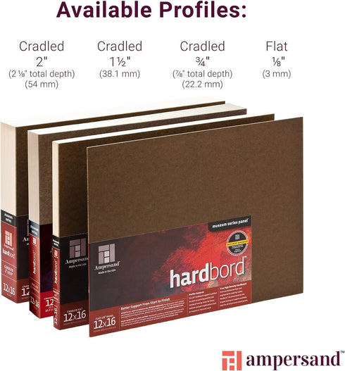 Ampersand Art Supply Hardboard Wood Painting Panel: Museum Series Hardbord, 6" x 6", 1-1/2 Inch Cradled Profile...