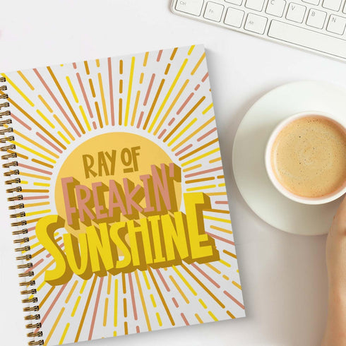 Ray Of Freakin Sunshine Spiral Notebook / 8.5" x 11" Journal / 120 College Ruled Pages/Durable Gloss Laminated Softcover/Gold Wire-o Spiral Bindin...