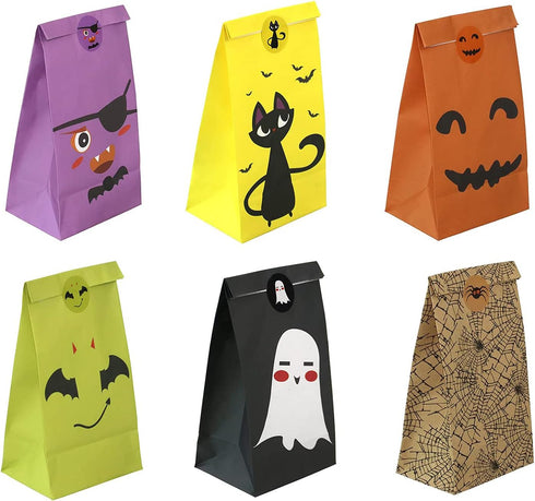 Halloween Treat Bags - 24 Pcs Halloween Trick or Treat Goody Gags Gift Bags, 24 Pcs Stickers, Hallowe'en Goodie Bags Party Supplies...