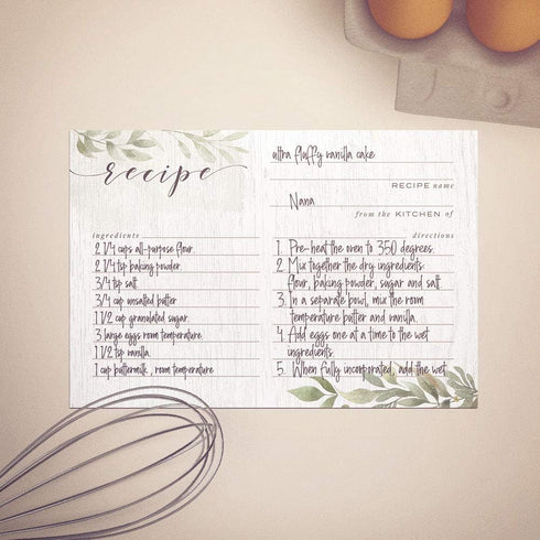 Farmhouse Greenery Recipe Cards from Dashleigh, 48 Cards, 4x6 inches, Sage Green and White, Water-Resistant and Double-Sided (Farmhouse Recipe Car...