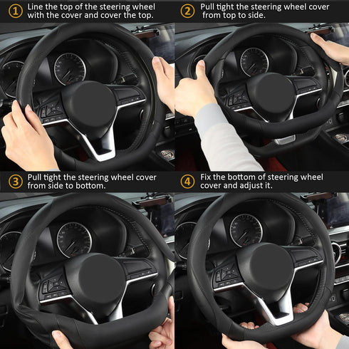 West Llama Flat Bottom Car Steering Wheel Cover for Nissan,D Shaped Steering Wheel Cover for Rogue,Altima,Kicks (Black-Standard Size)...