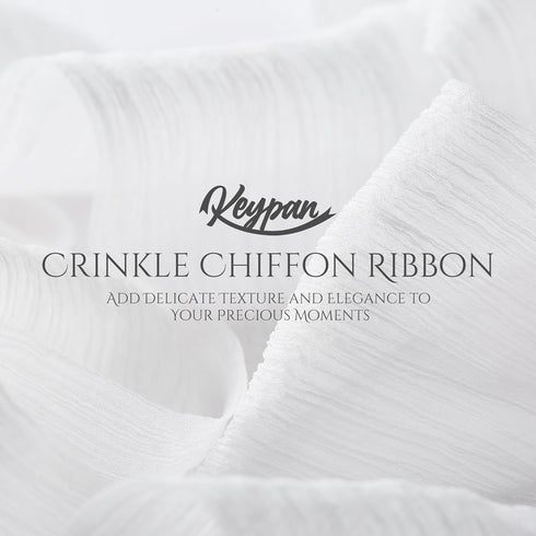 White Chiffon Crinkle Ribbon 3 inch Handmade Fabric Silk Ribbon for Bridal Flower Bouquet Wedding Decor Gift Wrapping 2 Rolls 6 Yd...