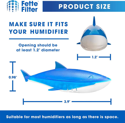 Fette Filter - Humidifier Cleaner in The Shape of a Shark, Demineralization Float Compatible with Most Humidifier and Fish Tank, Eliminates White ...