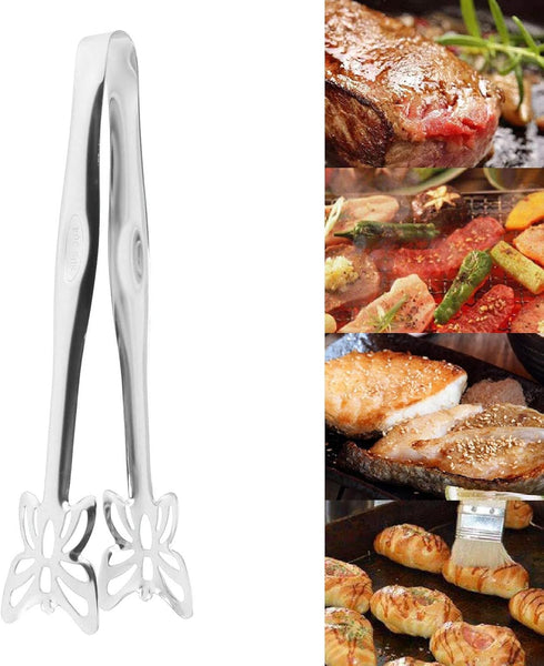 Stainless Steel Buffet Tongs, Food Tongs Food Grade Thickened Hollow Out Buffet Serving Tongs Grill Food Tongs for Cooking, Grilling (Butterfly To...
