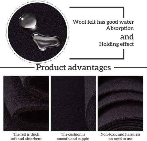 BENECREAT 19.7FTx5.5" Felt Fabric Craft Felt Fabric Roll Black Nonwoven Felt Roll for DIY Craft Patchwork Sewing, 3mm Thick...