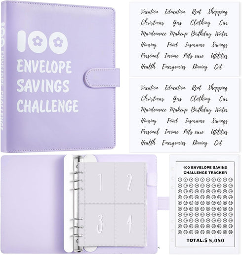 100 Envelope Challenge Binder Kit A5 Money Saving Budget Binder Fun Money Saver Book Organizer with Cash Envelopes Budget Planner to Save 5, 050, ...