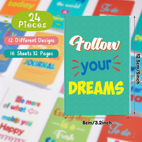 Zonon 24 Pcs Mini Colorful Notebooks Bulk Gifts, Funny Motivational Journals Notepads Inspirational Notepads Kids Small Pocket Notebook Teacher Sc...