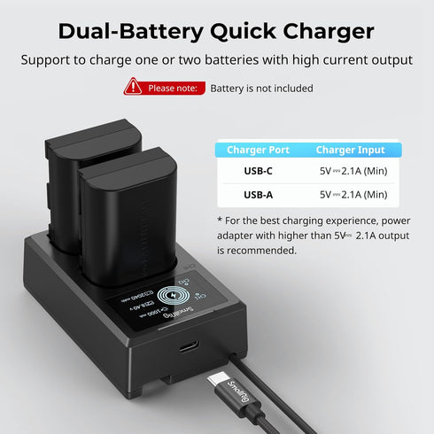 SmallRig NP-W235 Dual Slot Battery Charger for Fujifilm NP-W235 Battery for Fujifilm X-T4, GFX 100S, for Fujifilm GFX 50S II, VG-XT4-4085...