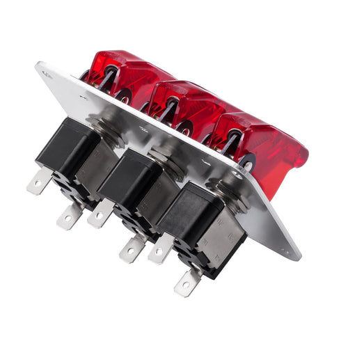 Toggle Switch,Dc 12v Metal wire drawing face plate Car Toggle Switch with LED Indicator For For Racing Sport Competitive Car (RED)...