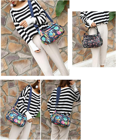 NOTAG Crossbody Bags for Women Nylon Shoulder Bag Floral Multi-Pocket Purses and Handbags...