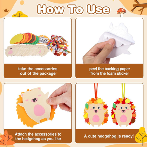 24 Pack Hedgehog Craft Kits for Kids Make You Hedgehog Foam Stickers DIY Autumn Art and Craft for Boys Girls Party Supply Art Activities Birthday ...