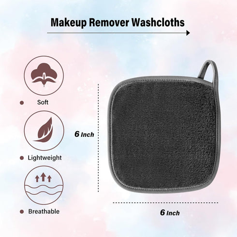 Makeup Remover Cloth, 7 Colors Makeup Towels Face Washcloth, Makeup Remover Pads Reusable Washable, Facial Cloths Clean Towels for Face Eye Skinca...