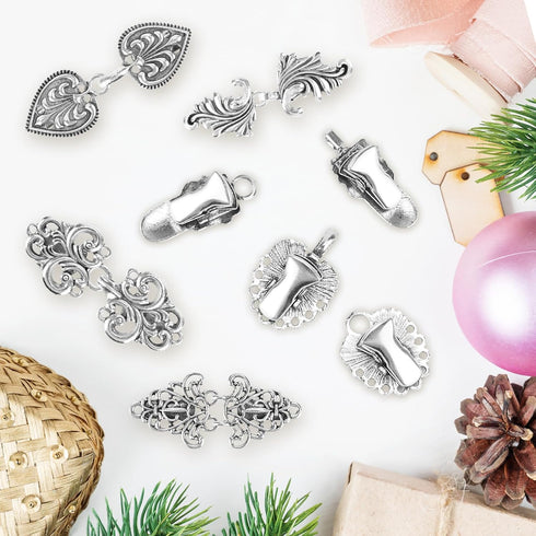 6 pcs Vintage Sweater Swirl Clip Cape Cloak Clips Retro Cardigan Clip Shawl Collar Clasp Dress Shirt Brooch Clip for Girl Women, silver...
