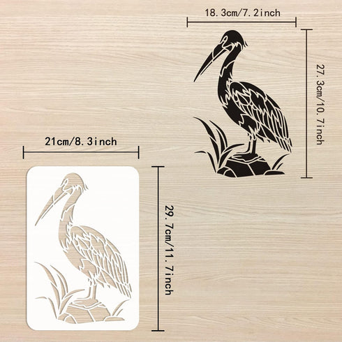 FINGERINSPIRE Pelican Painting Stencil 8.3x11.7inch Reusable Southern Bird Drawing Stencils DIY Art Pelican Pattern Painting Template Animal Theme...