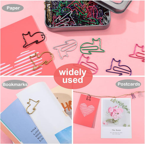 Cat Office Supplies Cat Sticky Notes Cat Paper Clips Cat Index Tabs Cat Gel Ink Pens Cat Shaped Bookmark Cartoon Cat Stickers Set for Cat Lovers K...