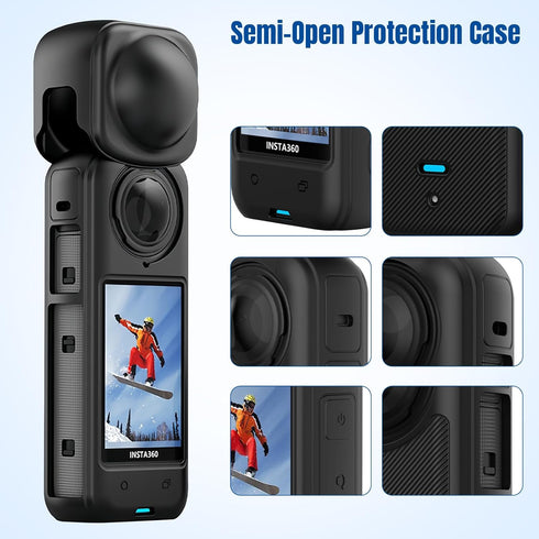 fotoconic Insta 360 X4 Protective Case with Insta 360 X4 Lens Cap for Insta 360 X4 Accessories, Silicone Case Camera Protective Kit for Insta360 X...