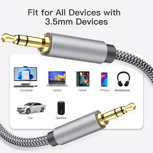 Aux Cord 4ft, 3.5mm Audio Cable - Nylon Braided 3.5mm Male to Male AUX Cable Cord for Car, Headphones, Home Stereos, Speaker...