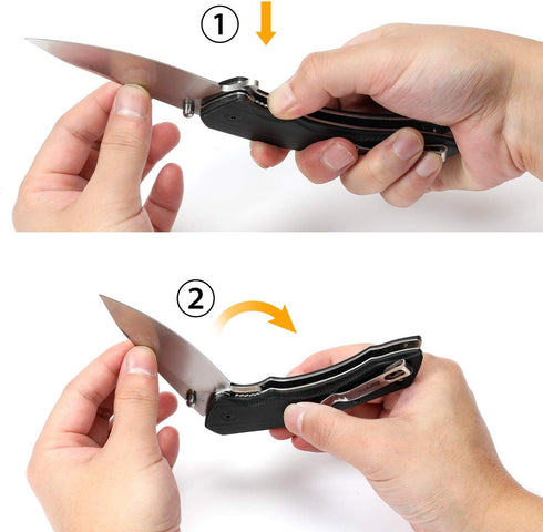 DURATECH Folding Pocket Knife, 3-1/4" Satin 8CR13MOV Blade, Black Smooth G10 Handle with Liner Lock Knife For EDC...