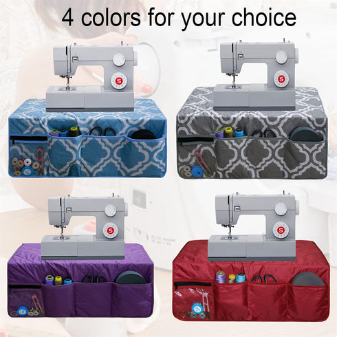 Sewing Machine Pad for Table, with 4 Pockets Sewing Machine Dust Cover?for Sewing Machine Accessories Organizer (Grey pattern)...