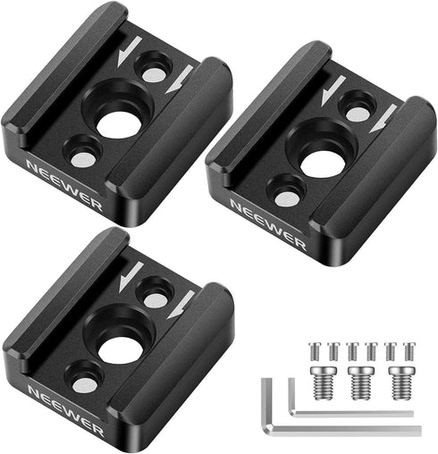 NEEWER 3 Pack Cold Shoe Mount Adapter, Cold Shoe Bracket with 1/4" Thread, Compatible with SmallRig DSLR Camera Cage Microphone LED Light Monitor ...