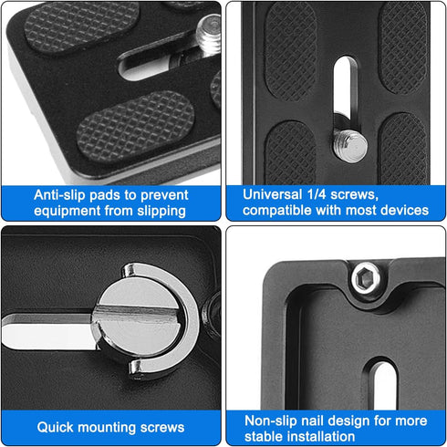 2 Pack 50mm Camera Quick Release Plate with 1/4 "-20 Camera Screw, Tripod Mount Plate Fits Arca Swiss Standard Type Clamp for Camera Tripod Ball H...