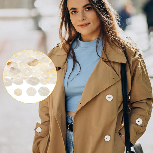 30 Pcs Mother of Pearl Buttons 15mm/18mm/20mm White Genuine Mother of Pearl Buttons Set 2 Holes Bulk Natural Mop Pearl Shell Buttons for Shirt Swe...