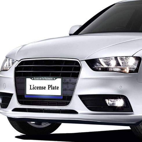 HOSNYE Blessed are The Peacemakers Thin Blue Line License Plate Frame Metal License Plate Cover Front Plates Frames Car Tag Frame for Women Men US...
