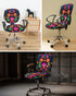 Colorful Floral Mexican Pattern Office Chair Cover Stretchable Computer Chair Seat Cover Backrest Slipcovers, Mexico Ethnic Black Abstract Art Str...