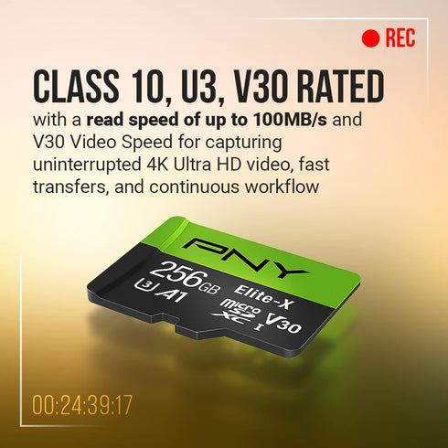 PNY 64GB Elite-X Class 10 U3 V30 microSDXC Flash Memory Card...